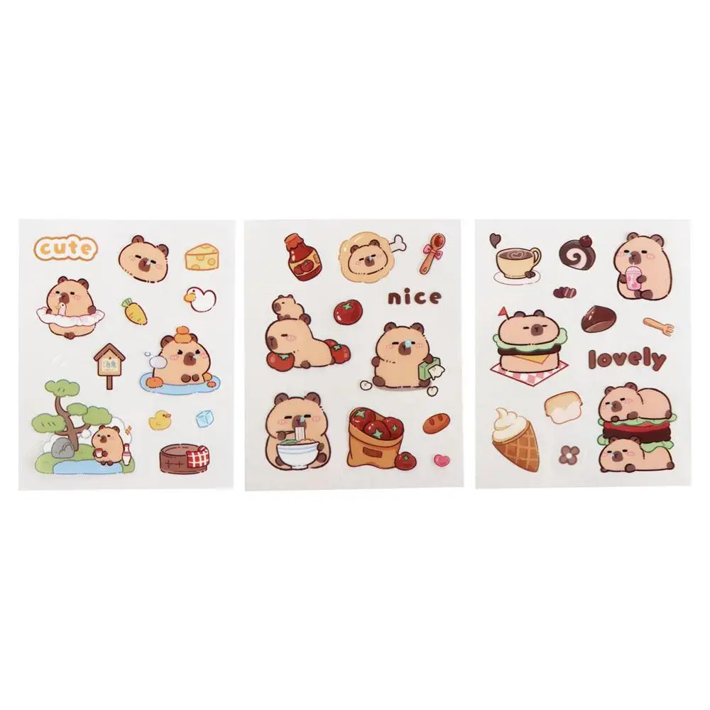 5pcs Capybara Orange Capybara Stickers Fashion Kawaii Swimming Capibara Stickers DIY Funny Cartoon Kapibara Stickers
