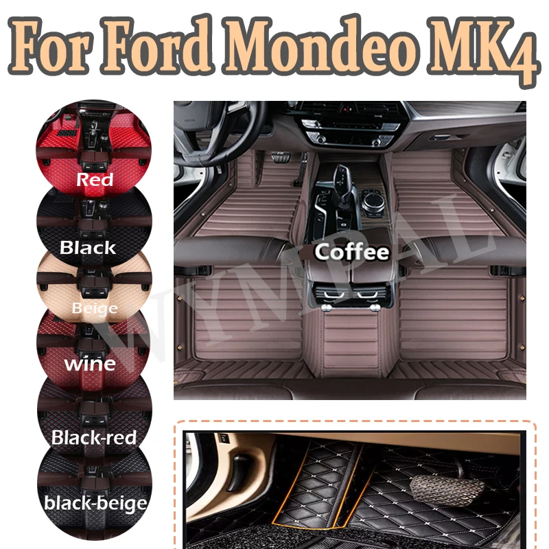 

Luxury Custom Car Floor Mats For Ford Mondeo MK4 2008 2009 2010 2011 Auto Automotive Leather Men Women Car Mats Full Cover pads