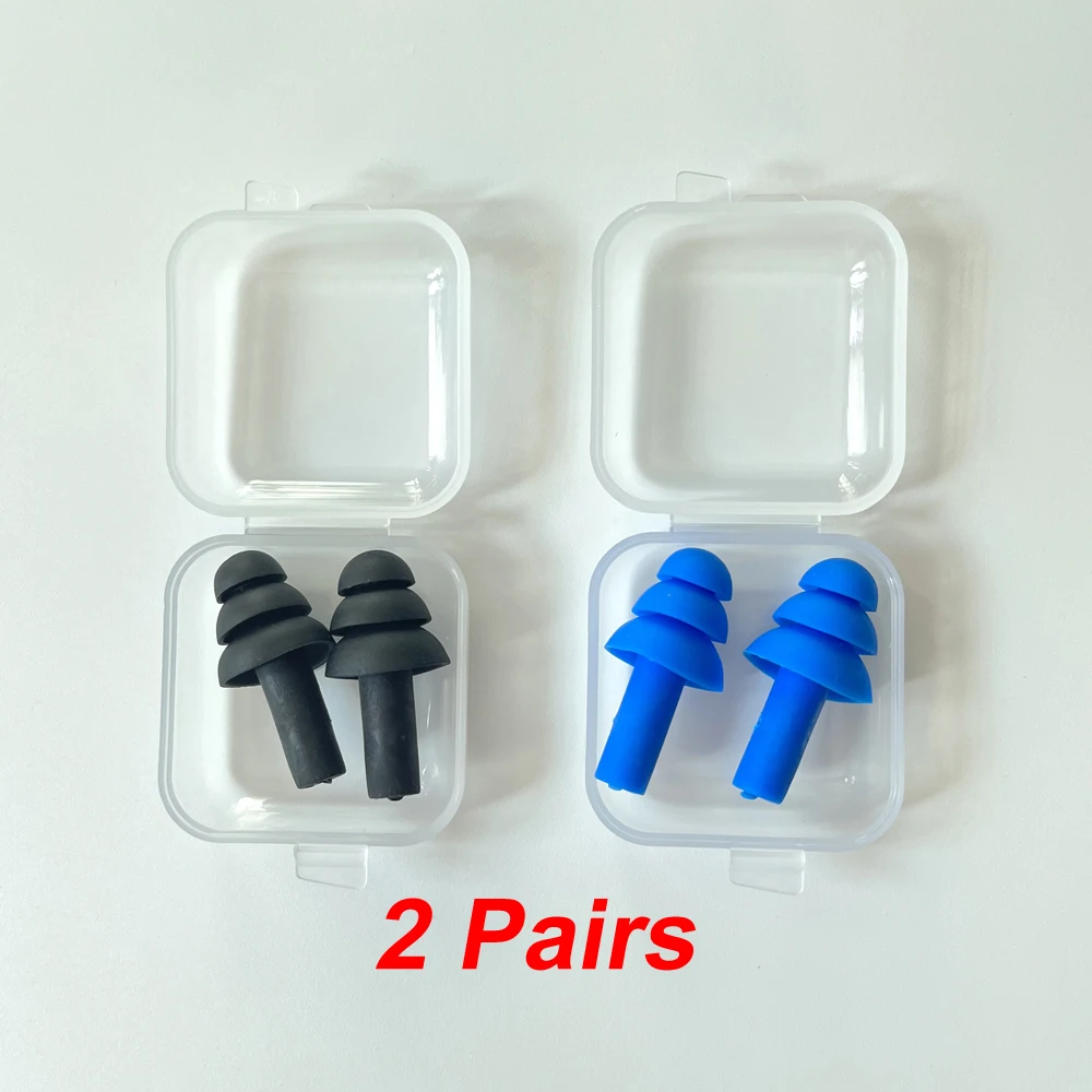 2 Pairs Earplugs Swimming Silicone Noise Reduction Soft Ear Plugs Earplug Protective Noise Prevention