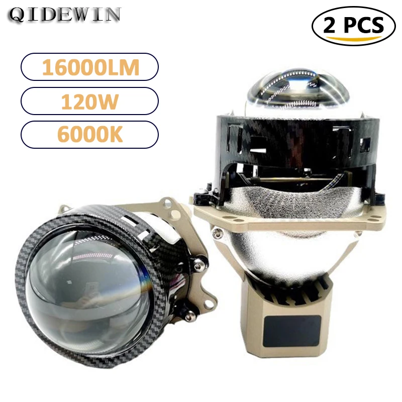 F8 3 Inch Fisheye Lamp Led Projector Headlights Fog Lights for Vehicles Laser Lenses Spotlights 120W Low High-power Light 2pcs