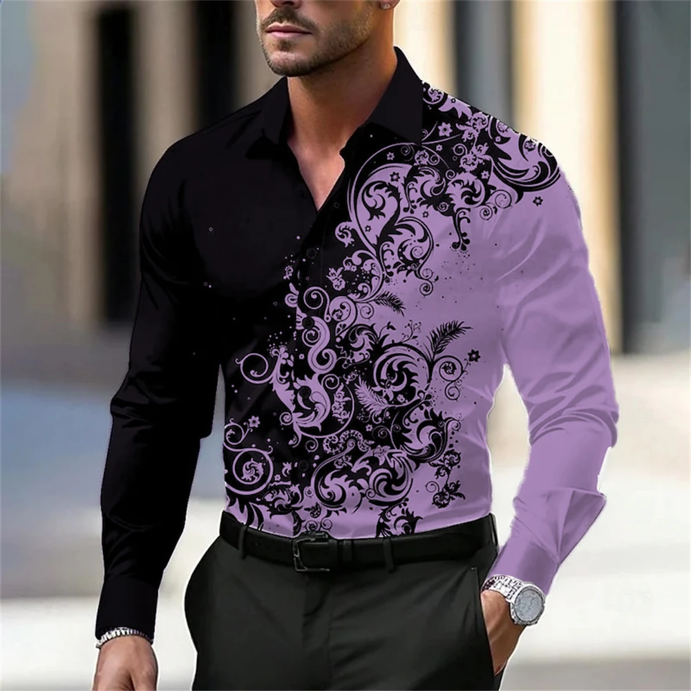 メンズ長袖シャツ プリントシャツ ファッション 高品質 メンズトップス カジュアルファッション ストリート ハンサム プラスサイズ服