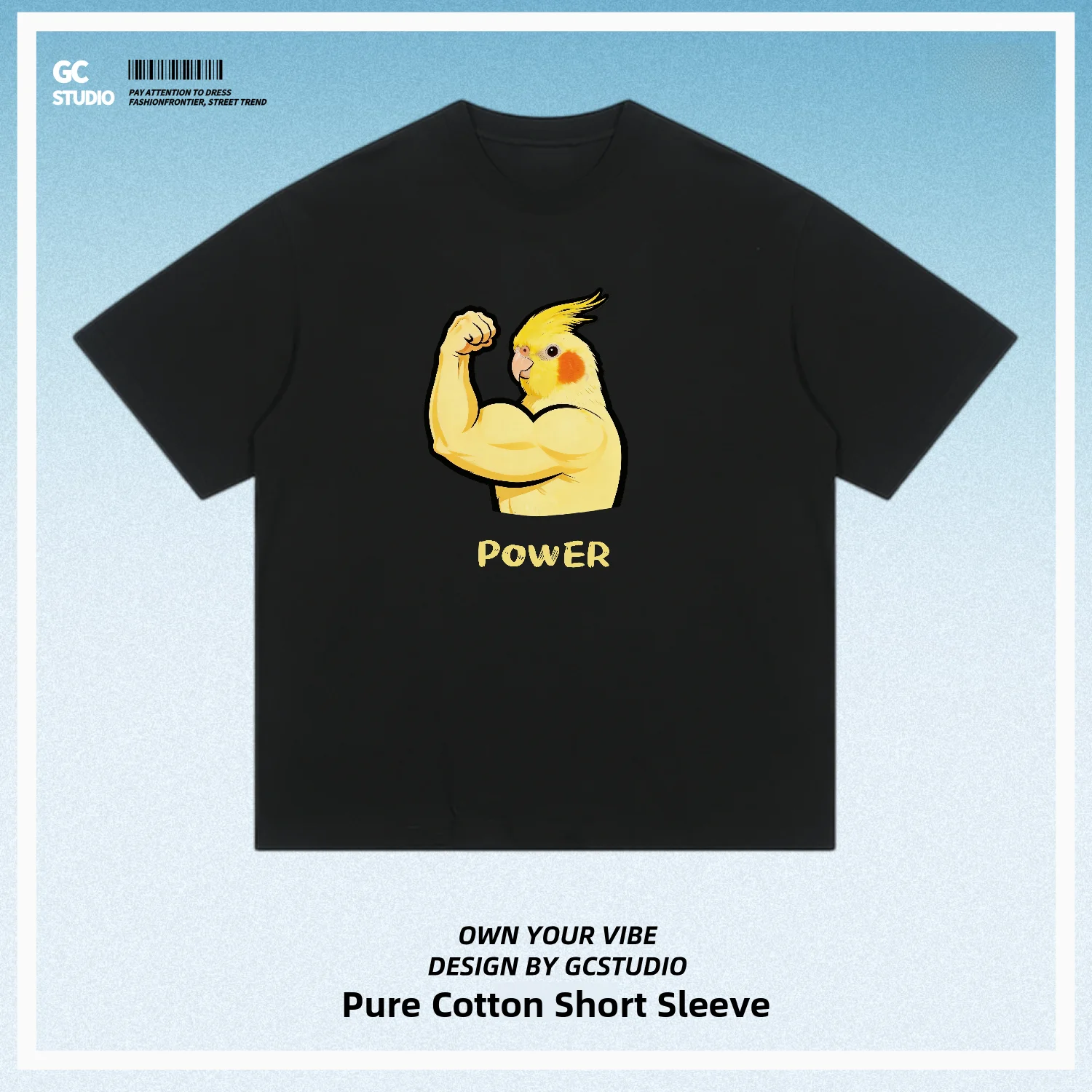 Creative Muscle Fitness Peacock Parrot Unisex Cotton Short Sleeve Breathable Sporty Funny Printed T-Shirt for All Ages