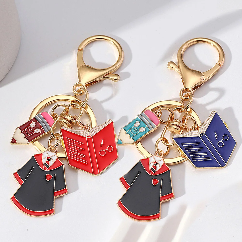 Simple Graduation Keychain Classic Unisex Metal Academic Dress Book Pen Pendant With Key Holder For Student Souvenir Gifts