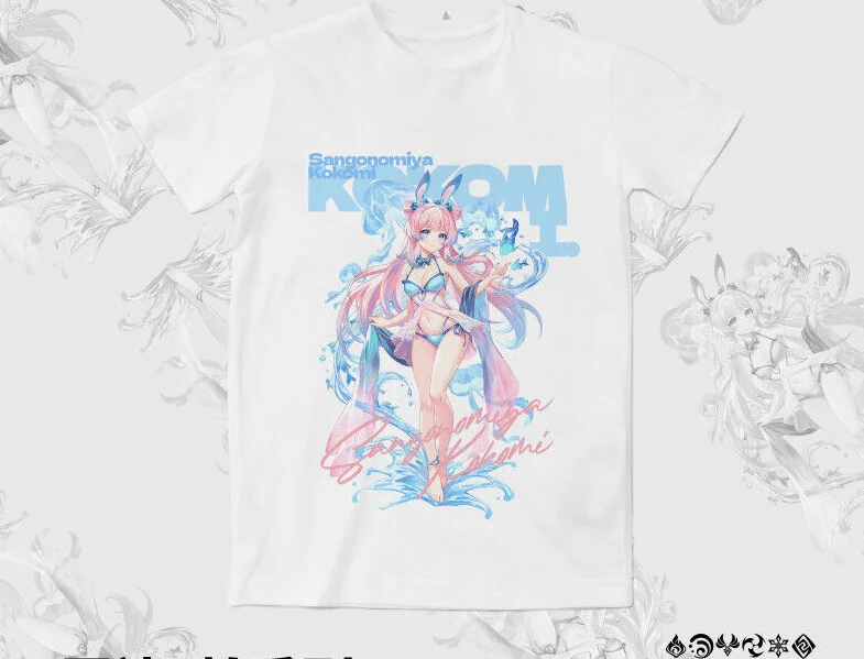 Sangonomiya Kokomi Genshin Impact Anime Men Women White Short Sleeve T-shirt