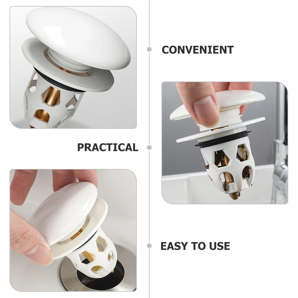 

Durable Ceramic Sink Stopper Pop-Up Drain Plug Bathroom Washbasin Resilient No Bad Smell Bathroom Sink Plug