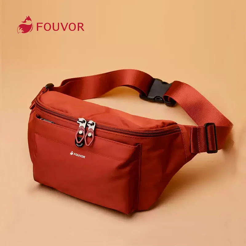 

Красная поясная сумка Fouvor, нейлоновый регулируемый ремень, двойная молния, передний карман, поясные сумки, легкая спортивная дорожная поясная сумка 2918-05