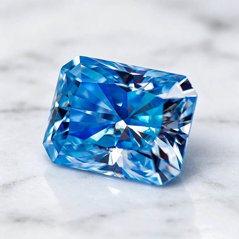 Moissanit-Stein im Radiant-Schliff, Eisblau, Laborgezüchteter Edelstein für DIY-Ringe, Halsketten, Ohrringe, Hauptmaterialien mit Zertifikat – Detail 3