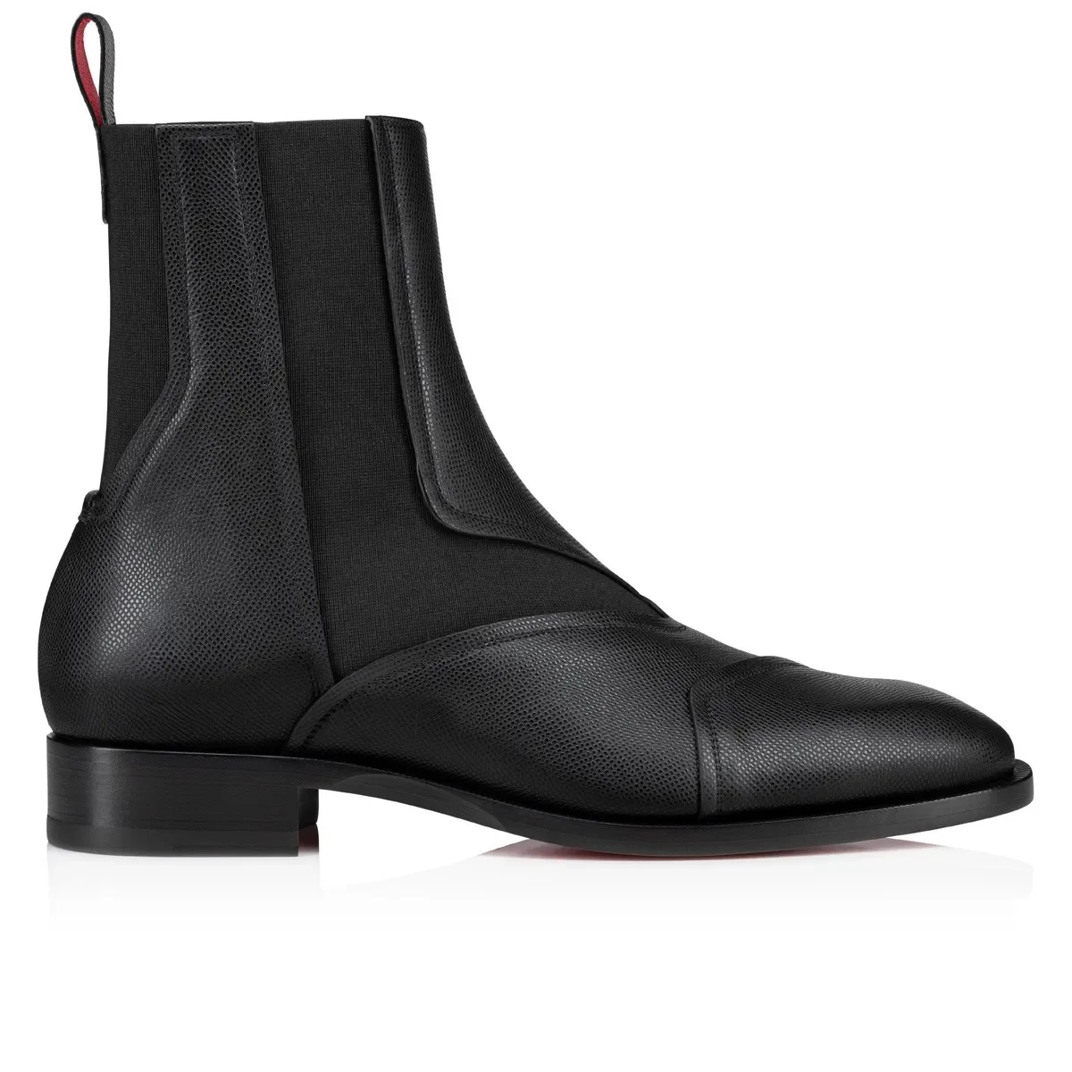 Red Sole Brown Black Solid Color Leather Short Boots For Men Pattern Shape Slip On Ankle Boats Male Business Daily Shoe Concise