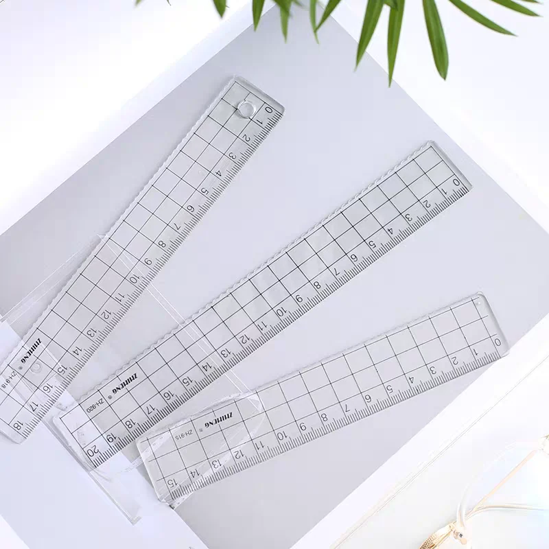 15/18/20cm Straight Ruler Transparent Plastic Ruler Set Drawing Tool Desk Accessories Students Stationery School Office Supplies