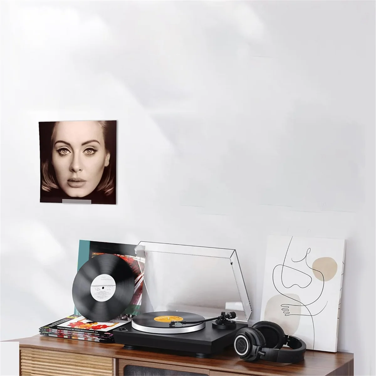 12PCS Vinyl Record Shelf Wall Mount 4 Inch Clear Acrylic Album Record Holder Display Floating Shelves Wall Monut