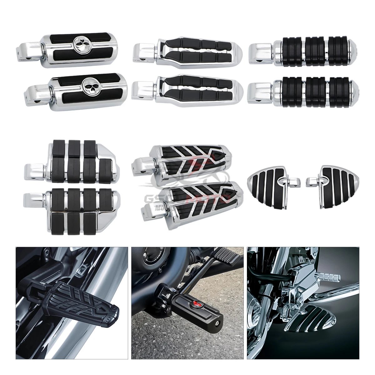 Motorcycle Footrests Foot Pegs Footboards For Yamaha Dragstar V-star XVS 650 1100 Custom Virago XV 750 1100 Bolt V-Max Stryker