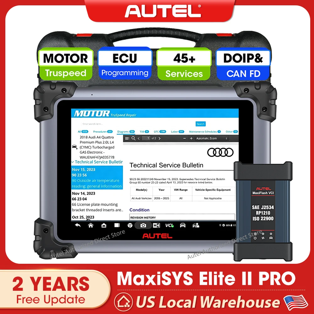 

Автосканер Autel MaxiSYS Elite II PRO для диагностики автомобилей, расширенная программа программирования ЭБУ, онлайн-кодирование, 45+ сервисных функций, 2 года бесплатных обновлений