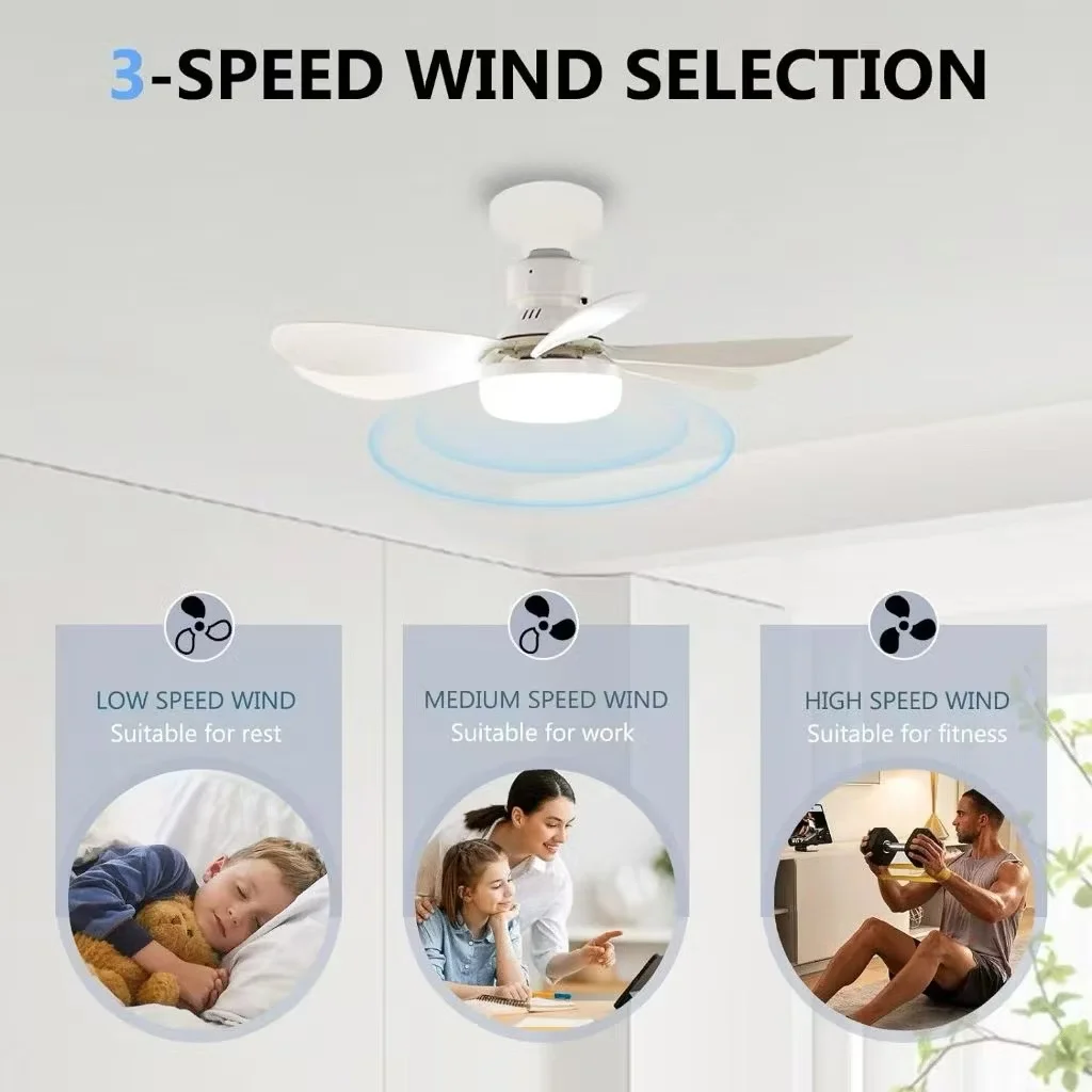 42CM Ceiling Fan With Light 18W E27 6 Blades Silent Fan Light with Remote Control view 3
