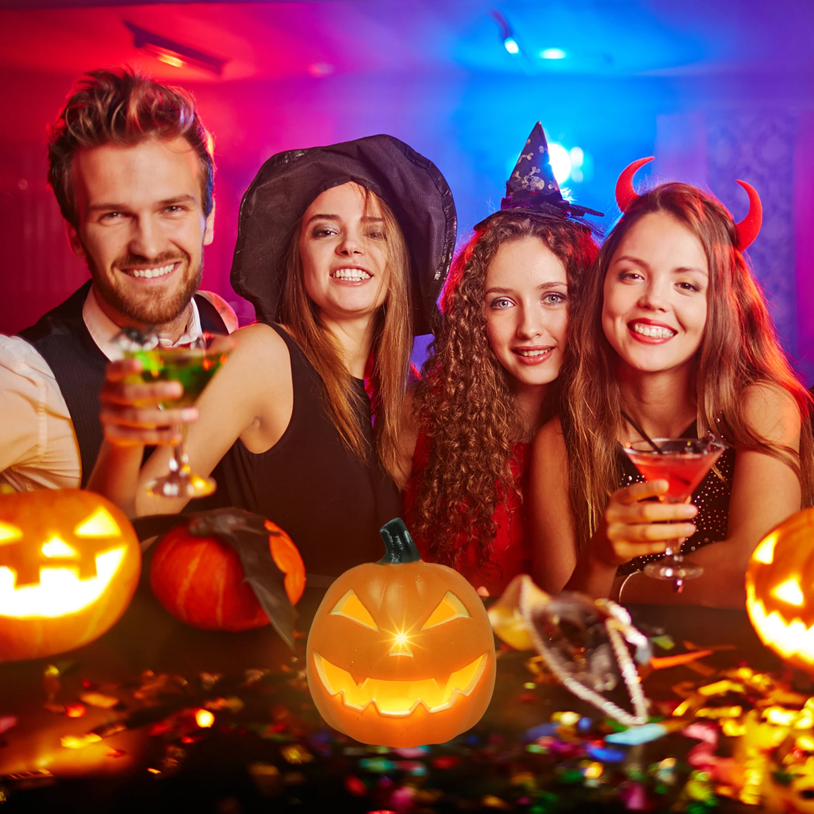 

Pumpkin Lantern Lights 9 Inch Halloween Home Decorations Sharp Teeth LED Decor Lamp Party Fall Thanksgiving