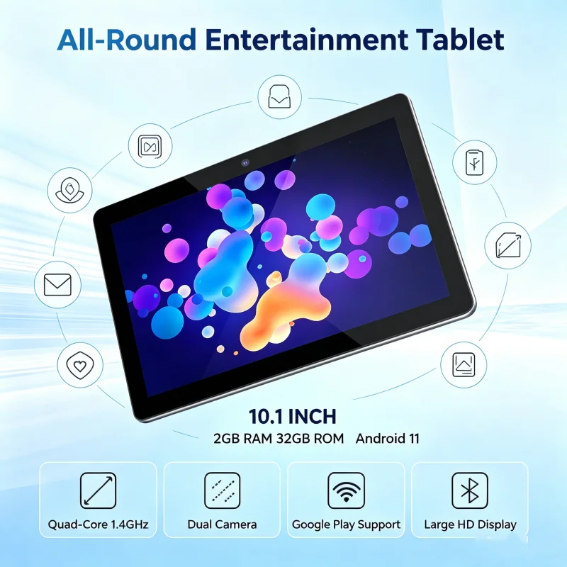 10.1 INCH A1 Android 11 Tablet PC 2GB RAM 32GB ROM FX10 Type-C CPU Allwinner A133 Quad-Core 1.4GHz Resolution 1280 X 800 IPS HD