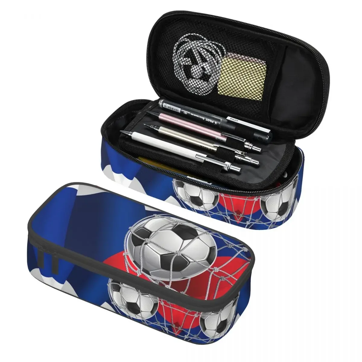 مخصص لطيف كول كرة القدم كرة القدم طباعة مقلمة للبنين بنات سعة كبيرة صندوق القلم حقيبة القرطاسية