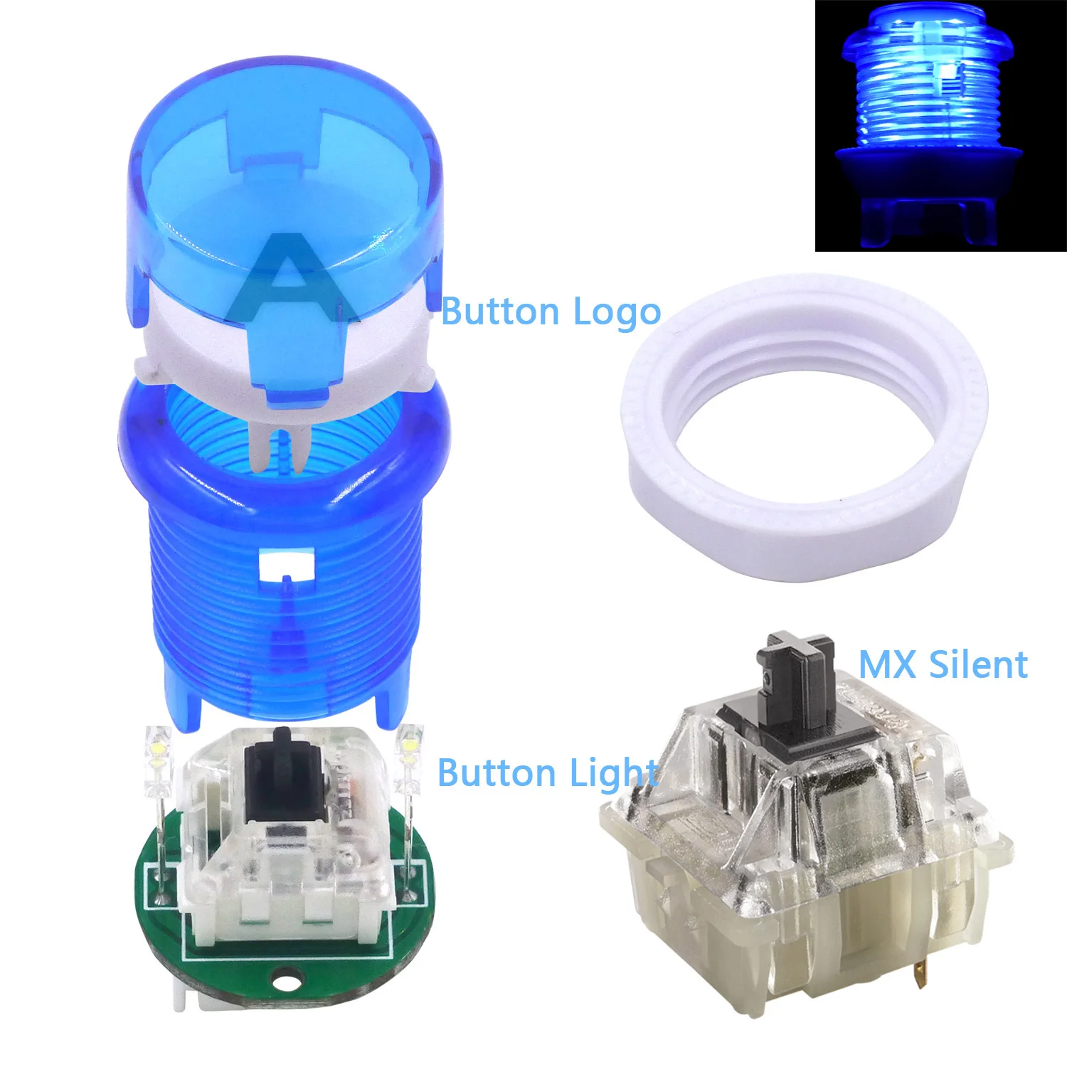 SJ@JX Arcade Button LED DIY Kit Controller Mechanical Keyboard Microswitch Push Buttons