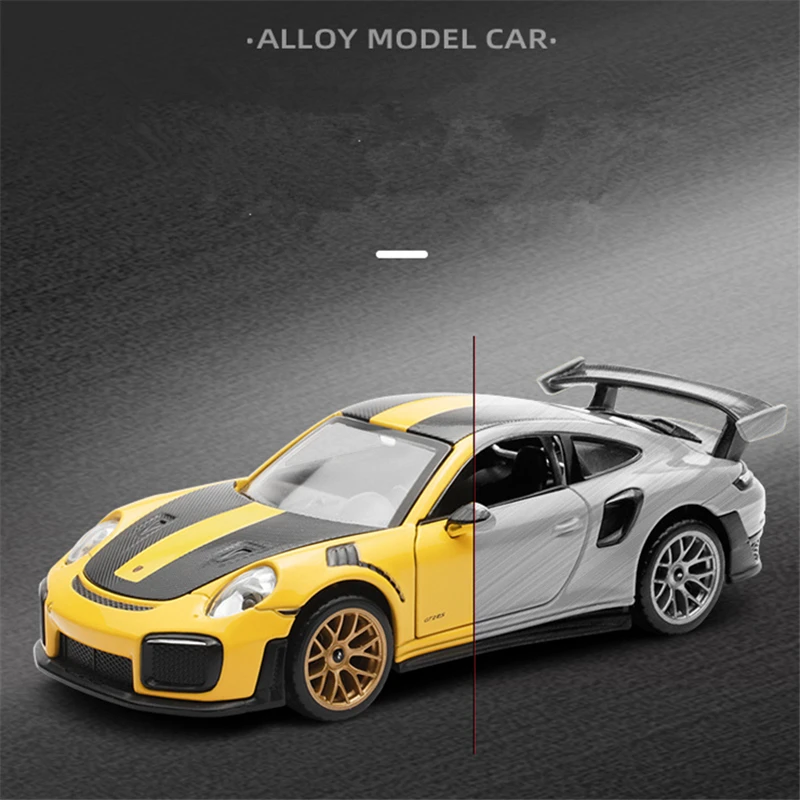 1:32 Porsche 911 GT2 RS Alloy Sports Car Model Diecasts Metal Racing Car Model Simulation Sound Light Collection Kids Toys Gifts