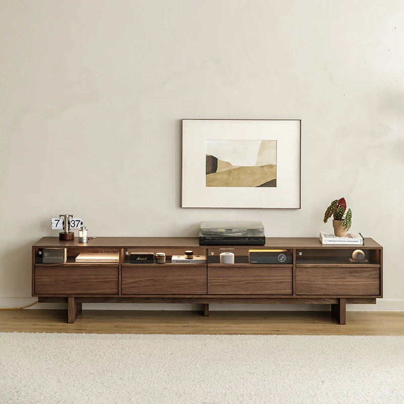 

Wabi-sabi Retro Fashion Watertight TV Cabinet Black Walnut Vintage Storage Cabinet Elegante Y Duradero Living Room Furniture