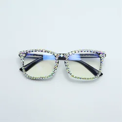 Transparent Diamond Reading Glasses Women Rhinestone Anti Blue Ray Glasses Presbyopia Eyeglasses Diopter From 0 To +250