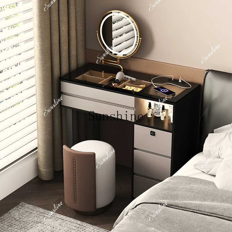High-end light luxury small apartment household bedroom makeup table storage cabinet integrated