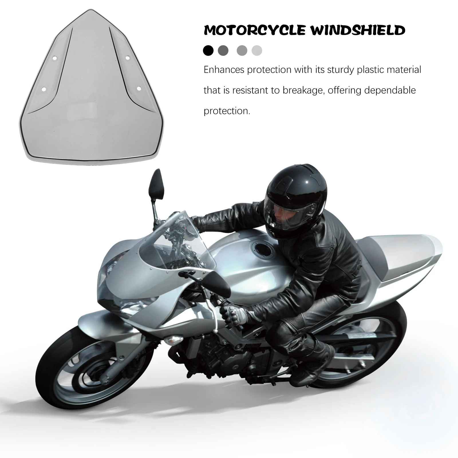 

Motorcycle Windshield Front Deflector Universal Screen Plastic Windscreen Clear