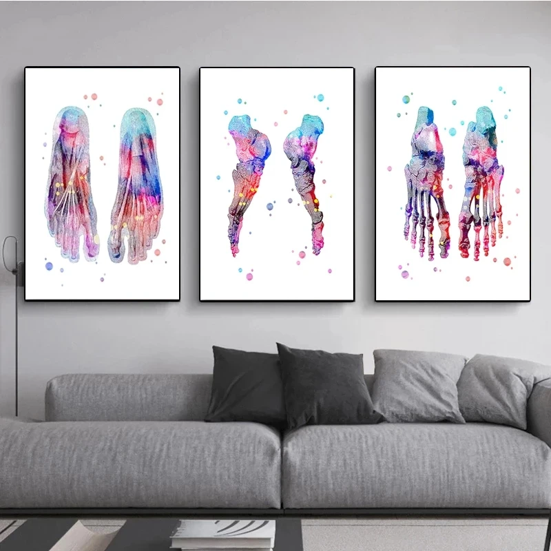 Foot Bones Anatomy Poster Podiatry Art Medical Print Canvas Painting Feet Skeleton Posters Prints Wall Pictures Office Doctor