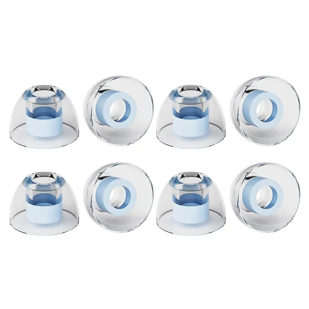 4Pair Liquid Silicone Ear Tips Flexible Noise Isolating Ear Caps Transparent Skin-friendly Reusable In-ear Earplugs For Sleeping