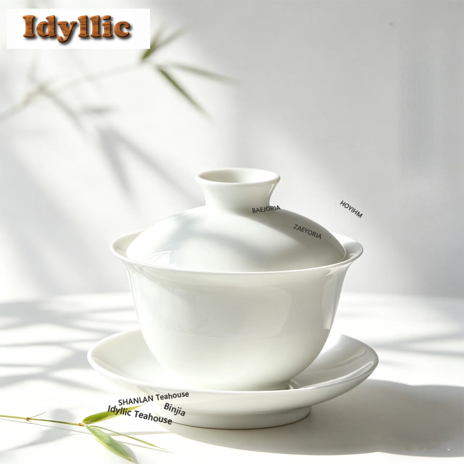 HOYIHM Ceramic Whiteware Thin China Gaiwan Elegant Tea Tureen Tea Bowl With Lid Kit Tea Maker Cover Bowl Chinese Teaset Ornament