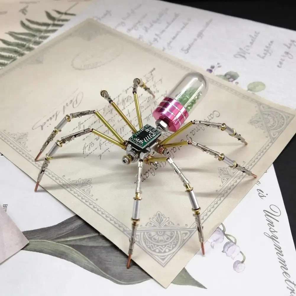 Steampunk Spider Ornament Mechanical Spider Decor Steampunk Mechanical Spider Model Kit 3d Metal Puzzle Ornament Diy for Kids