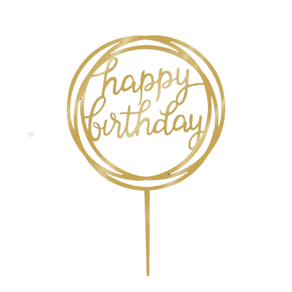 

Gold Acrylic Happy Birthday Cake Toppers Decorations Mirror Effect Party Supplies Reusable for Home Garden Events
