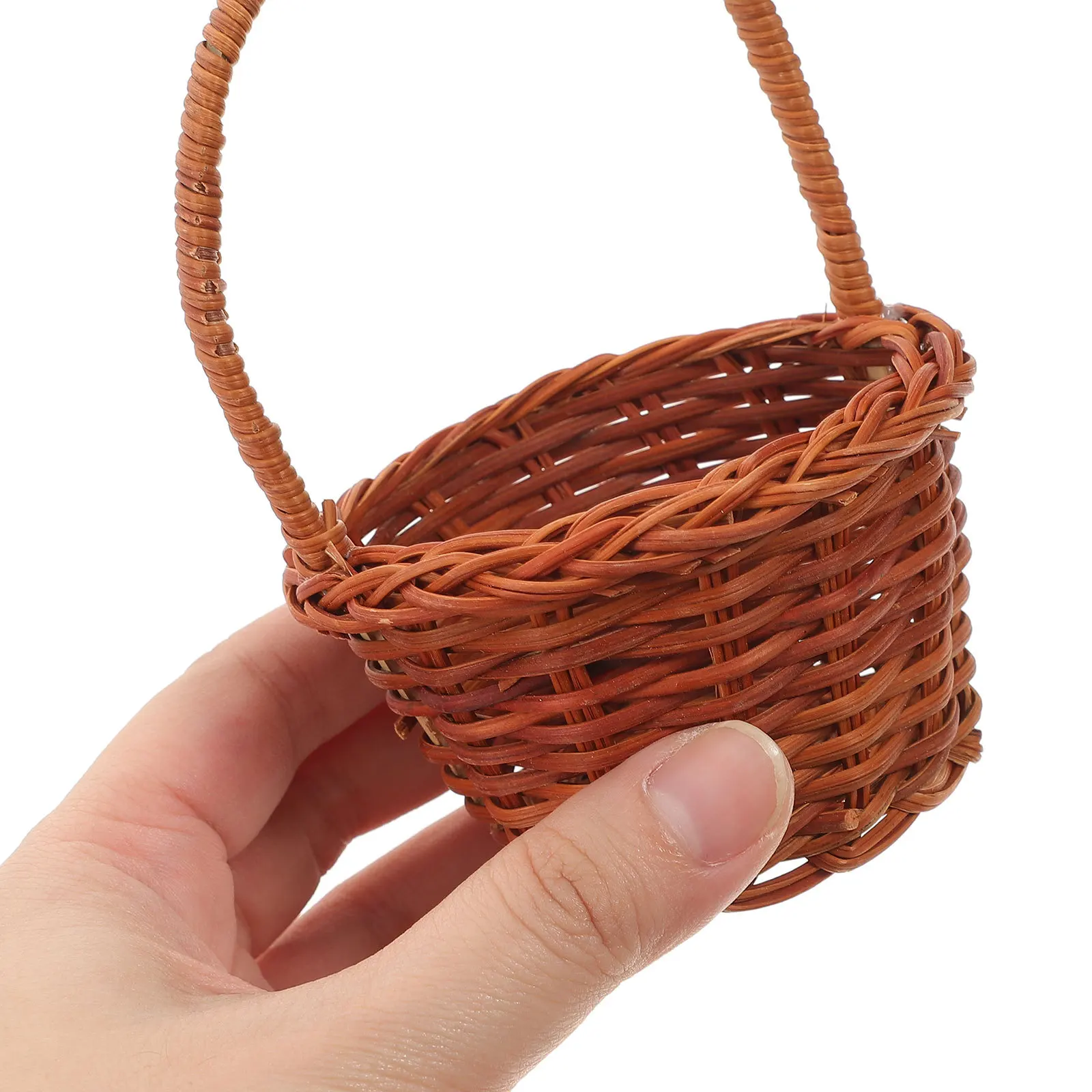 2pcs Miniature Woven Baskets Diy Rattan Basket Decor For Kids Mini House Accessory Storage Ornament Micro Scene Craft Props