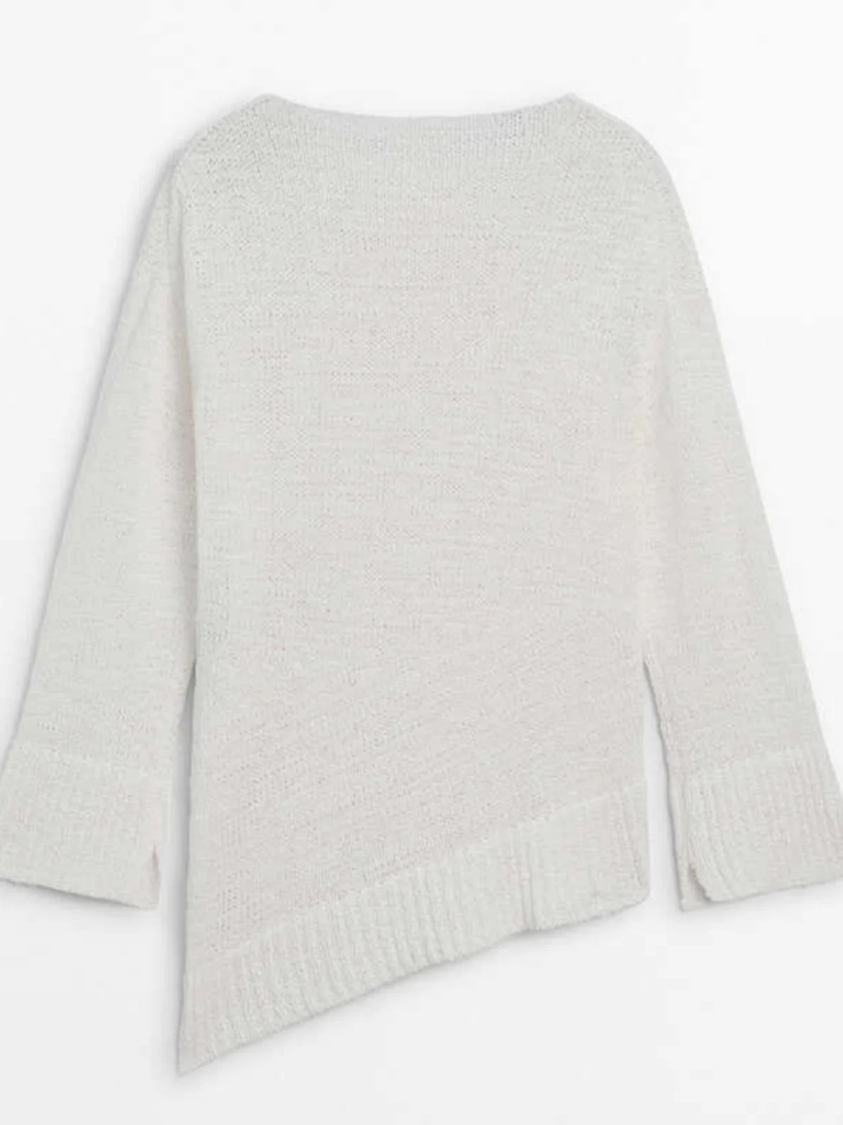 New Summer Women's Loose Lightweight Long Sve Knitwear Boat Ne Asymmetric Hemline Faionable Commute Sle  Color