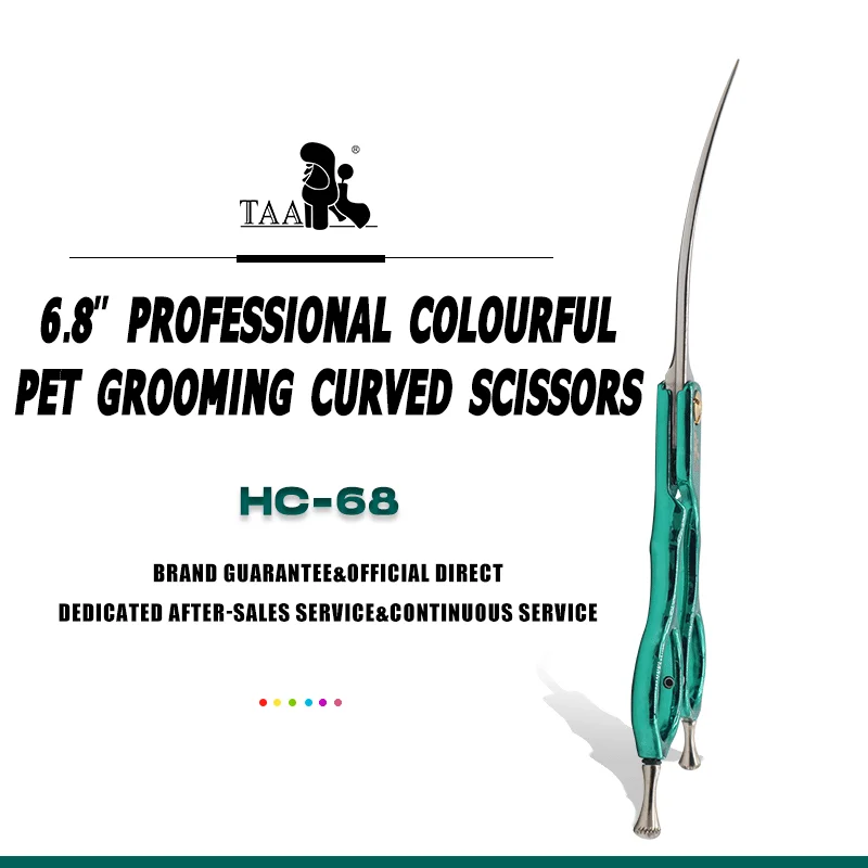 

TAA Dog Scissors Professional Pet Scissors for Dog Curved Scissors 440C Alloy Steel Shear 6.8 Inch Ultra-Light Grooming Shear