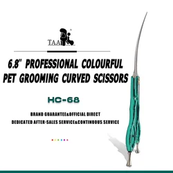 TAA Dog Scissors Professional Pet Scissors for Dog Curved Scissors 440C Alloy Steel Shear 6.8 Inch Ultra-Light Grooming Shear
