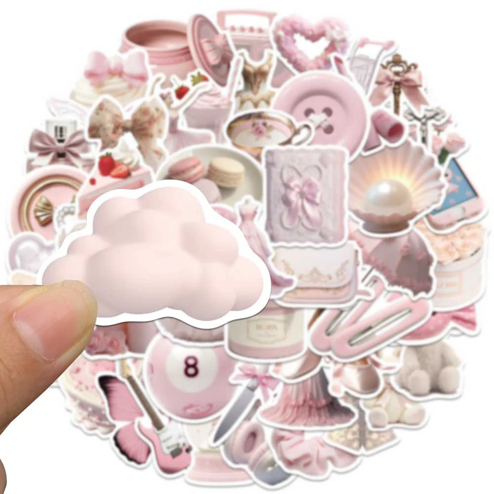 INS estilo bonito dos desenhos animados rosa coquette adesivos, decalques dos desenhos animados, Scrapbooking decorativo, caixa do telefone, Kawaii