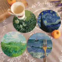 Van Gogh Diatomite Coasters Sink Absorbent Mats Dining Table Heat Insulation Anti-scald Non-slip Mat Creative Round Coaster