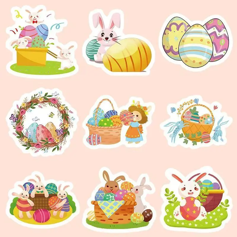 10/50/100pcs Easter Cartoon Rabbit Graffiti Stickers Vinyl Decal for Ipad Phone Guitar Motorcycle Luggage Stationery Stickers