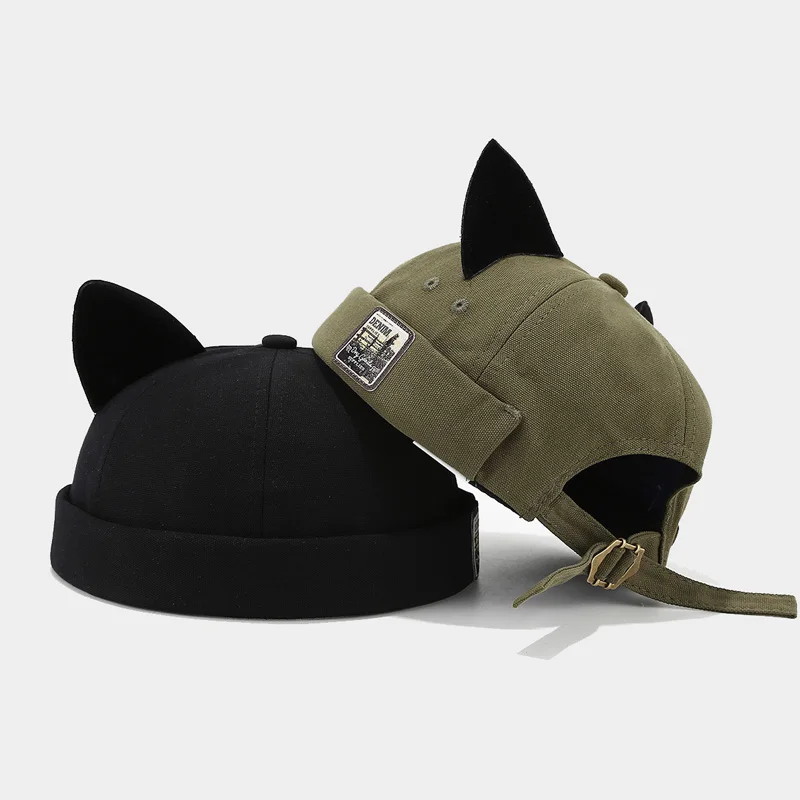

1PC Sweet and cute cat-eared, unique and niche melon rind hat, trendy and versatile for spring and summer