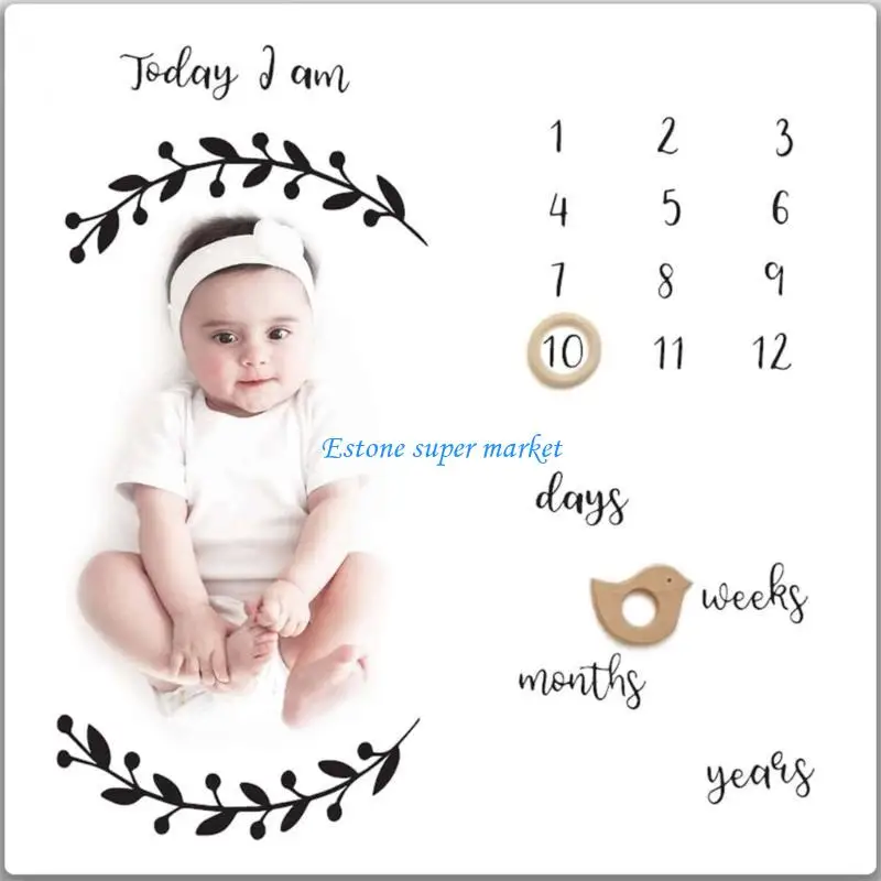 

090B Baby First Time Blanket Newborns Wrap Towel Photography Background Cloth Record Children Growth+Accessories
