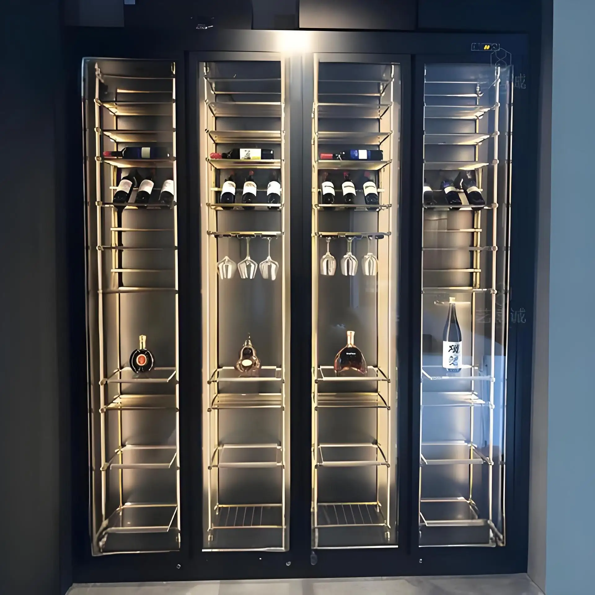 Modern Simple Light Luxury Stainless Steel Constant Temperature Wine Cabinet Villa Red Wine Cabinet Stainless Steel Wine Cabinet