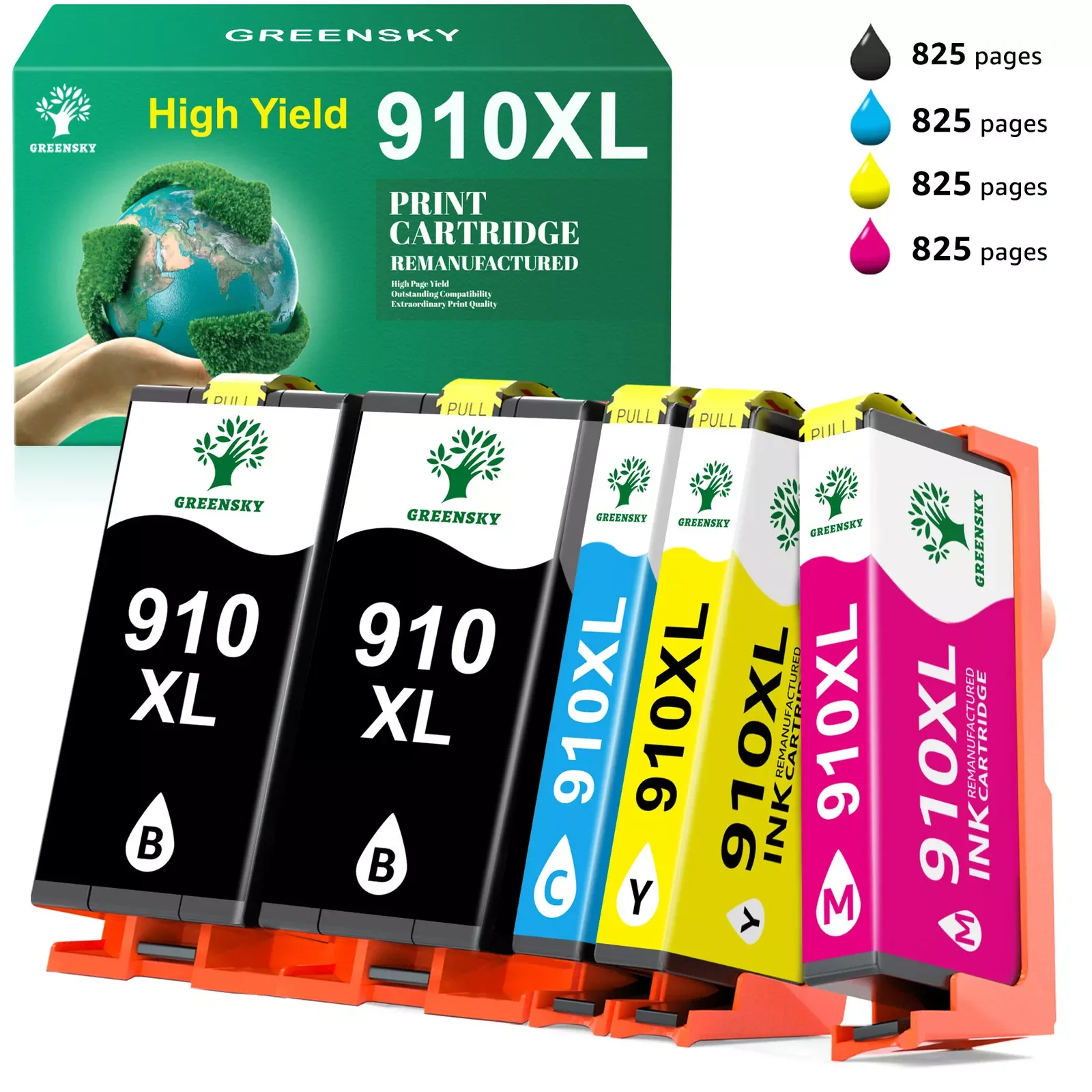 5PK 910XL Ink Cartridges B/C/Y/M for HP OfficeJet Pro 8010 8020 8022 8025 8030