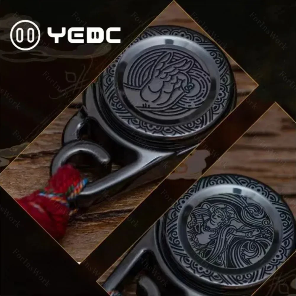 YEDC Zirconium Haptic Coin Ratchet Coins Dunhuang Co-branded Decompression Toys Metal Play EDC Toys Black Technology