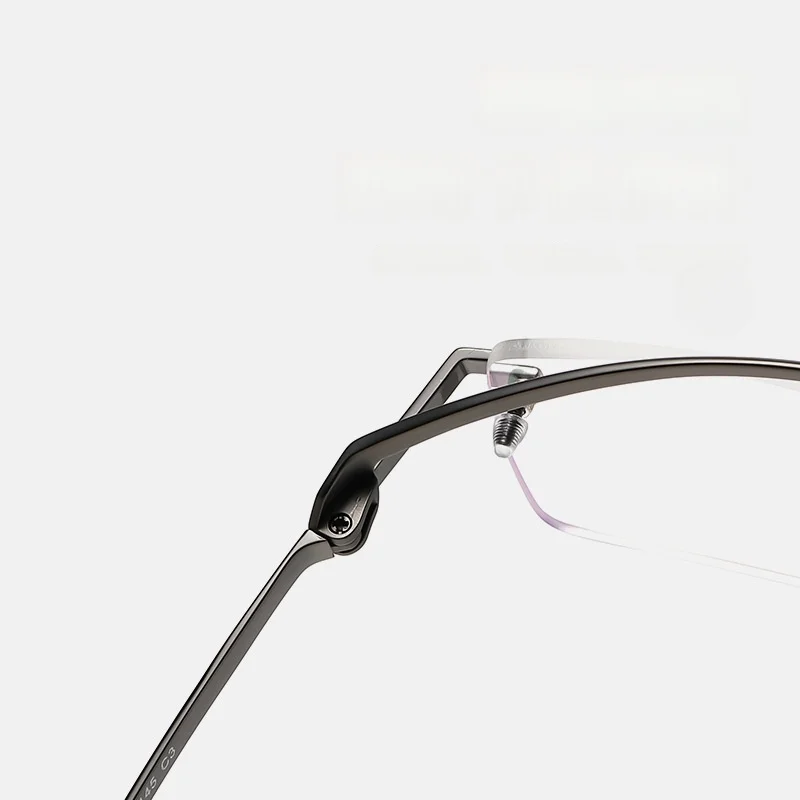 VAMAX Pure Titanium Eyeglasses Frame Business Browline Half Rimless Unisex Prescription Blue Light Block