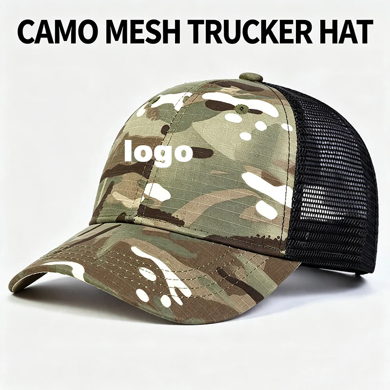 Outdoor Hunting Logo - Topi Trucker Jaring Camo dengan Logo