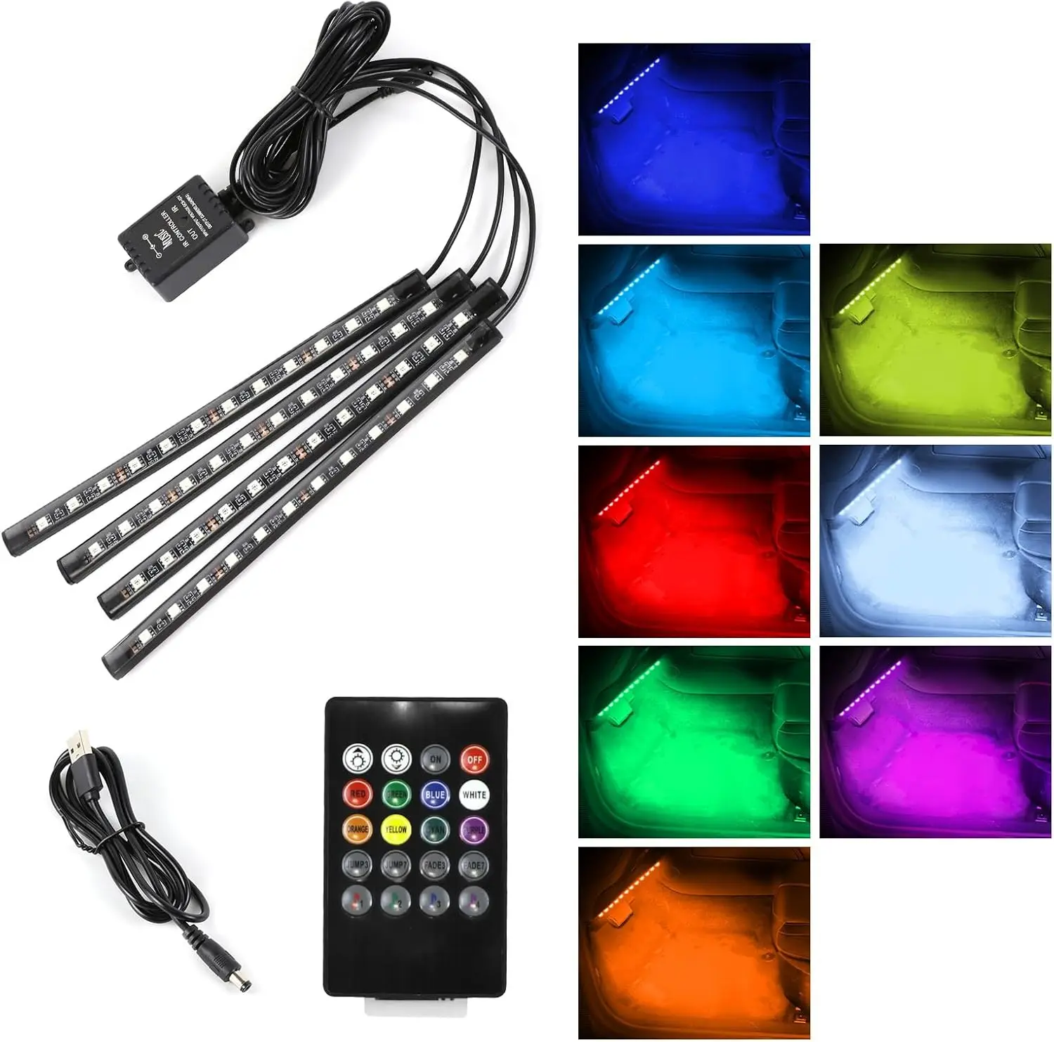 

Car LED Interior Light, 48 LED Multicolor Music Strip with Sound Active and Remote Control, Under Dash Lighting Kit for Car SUV