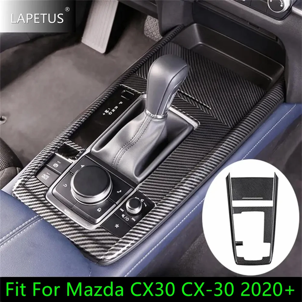 

Auto Carbon Fiber Central Control Stalls Gear Shift Box Decor Panel Protect Cover Trim Accessories For Mazda CX-30 2020 - 2024