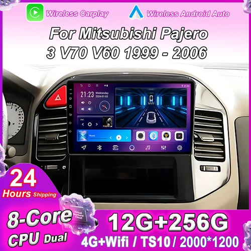 Imagen 1 del producto Android 15 para Mitsubishi Pajero 3 V70 V60 1999 -2006 Radio automática estéreo reproductor de vídeo Multimidia navegación GPS Carplay NO 2din