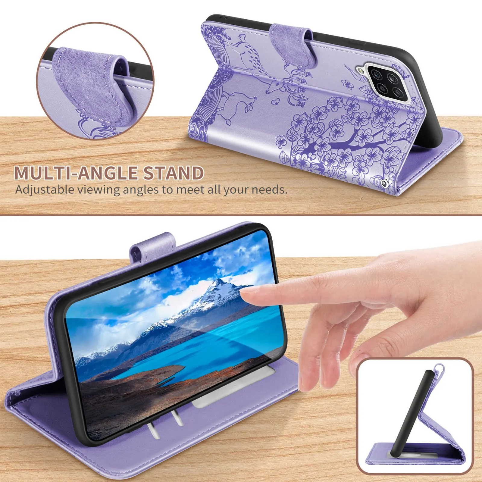 Für Samsung Galaxy A12 / A42 5g Handy hülle Cartoon Sika Deer Style Soft shell Flip Ledertasche