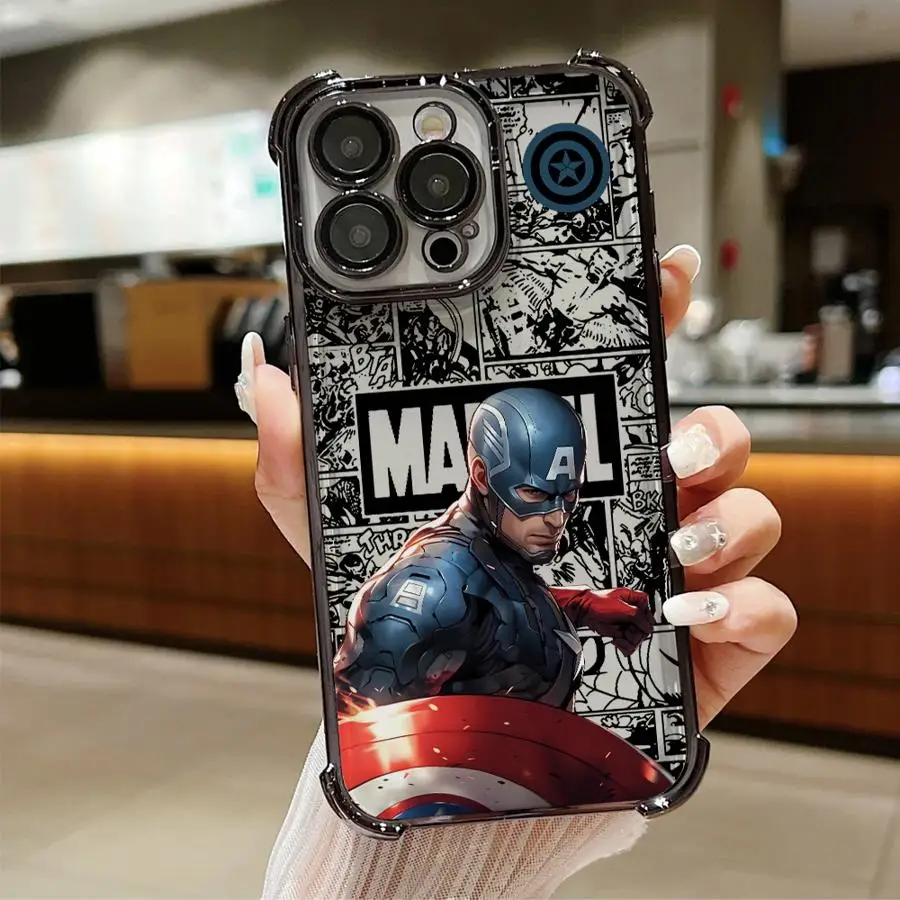 حافظة كابتن أمريكا مارفل لهاتف آيفون 16 برو ماكس 14 12 15 بلس 11 13 غطاء هاتف ناعم
